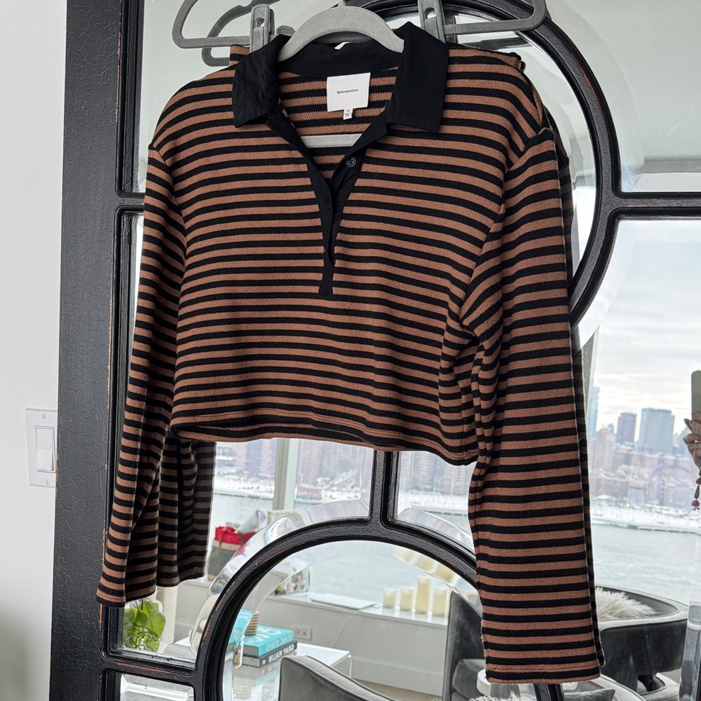 Reformation Black and Brown Striped Set